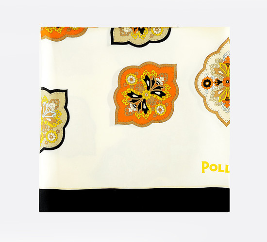 Белый шелковый платок Pollini с оригинальным принтом  Pollini