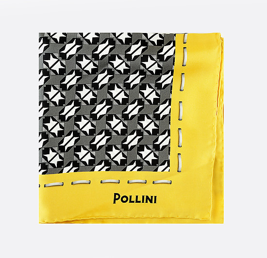 Серо-желтый шелковый платок Pollini с оригинальным принтом  Pollini