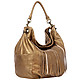 Вместительная сумка-мешок из натуральной кожи с бахромой в золотом цвете  Liebeskind Berlin