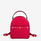 Красный кожаный полукруглый рюкзак небольшого размера с заклепками  Labbra
