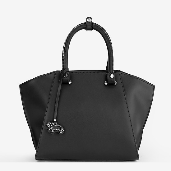 Черная кожаная сумка-тоут среднего размера в футуристическом стиле  Labbra