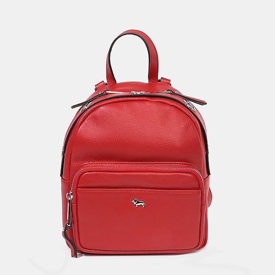 Красный кожаный рюкзак небольшого размера с заклепками-люверсами  Labbra