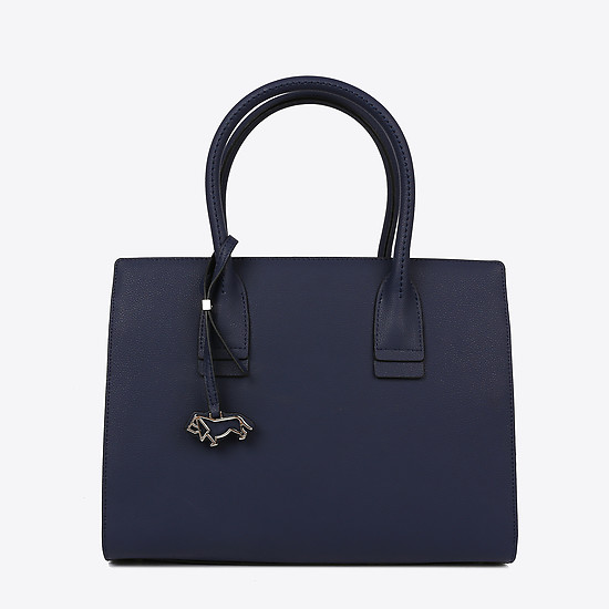 Темно-синяя кожаная сумка-тоут в классическом стиле  Labbra