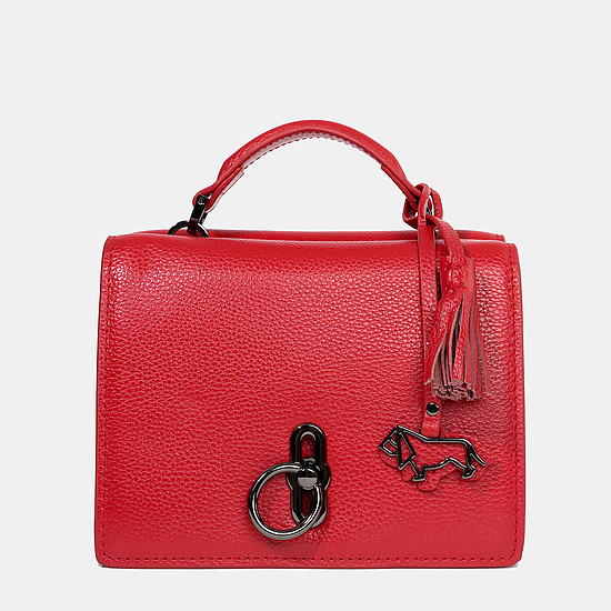 Красная кожаная сумочка кросс-боди небольшого размера в силуэте книжки  Labbra