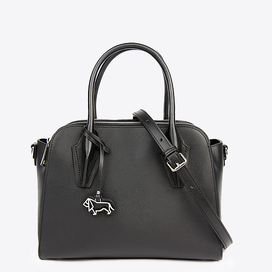 Черная кожаная сумка-тоут среднего размера в деловом стиле  Labbra