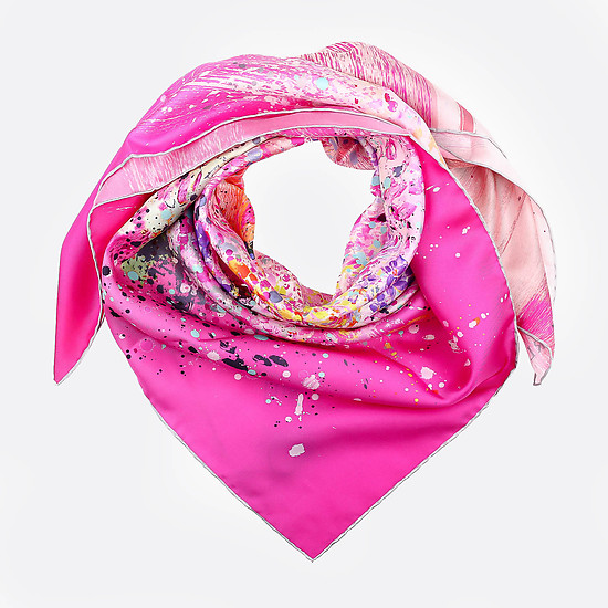 Розовый шелковый платок с акварельным принтом  Furla