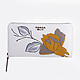 Кожаный белый кошелек с цветочной аппликацией  Tosca Blu