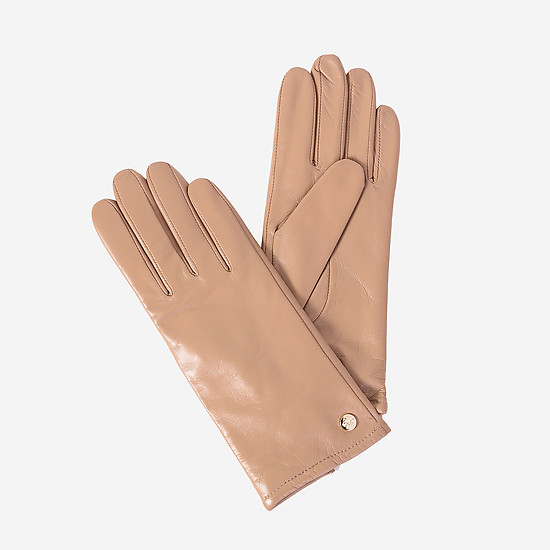 Бежевые кожаные перчатки  Labbra