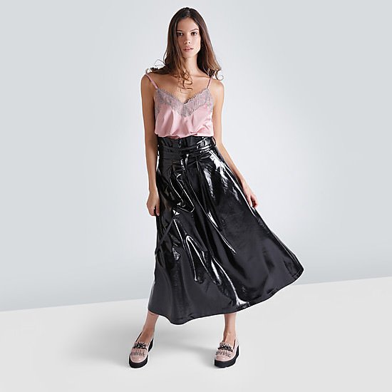 Черная юбка-миди с завышенной талией из экокожи  Alice street