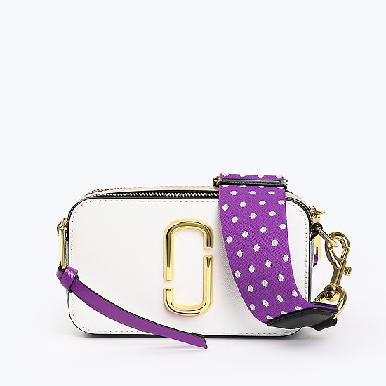 Бело-фиолетовая кожаная сумочка Camera Bag небольшого размера  Marc Jacobs