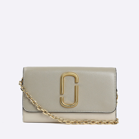 Кожаная сумочка-кошелек на цепочке в стиле колор-блок  Marc Jacobs
