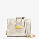 Золотистая прямоугольная сумочка-кросс-боди небольшого размера с тиснением под крокодила  VISONE