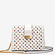 Молочная прямоугольная сумочка-кросс-боди небольшого размера с разноцветными шипами  VISONE