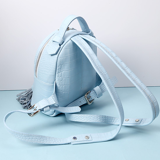 Дизайнерские сумки Bagpack Mini sky blue croco