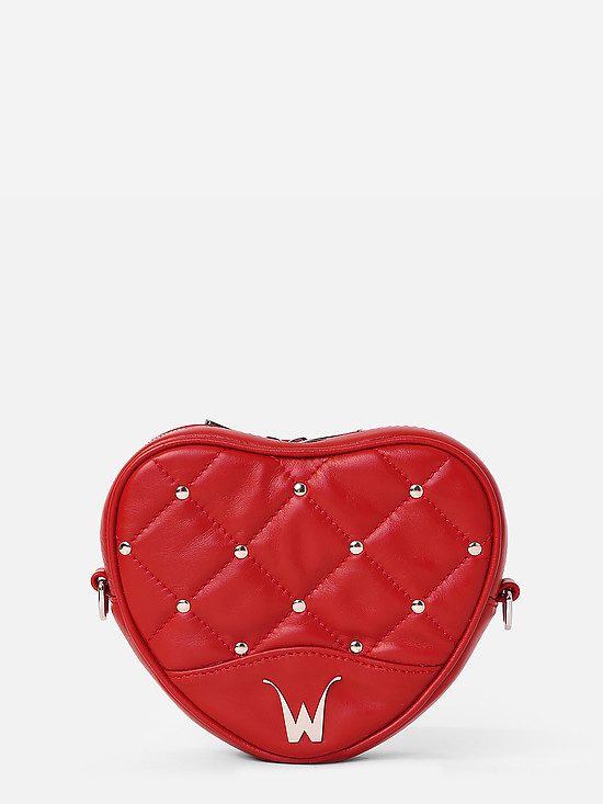 Красная кожаная поясная сумка в форме сердца с дополнительным наплечным ремешком  JOHNCAREW