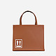 Маленькая квадратная сумка-тоут Mini Box из коньячно-коричневой кожи с принтом  Off-White