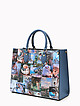 Кожаная сумка-тоут в синих оттенках с принтом картинной галереи  BE NICE