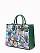 Кожаная сумка-тоут в зеленых оттенках с принтом картинной галереи  BE NICE