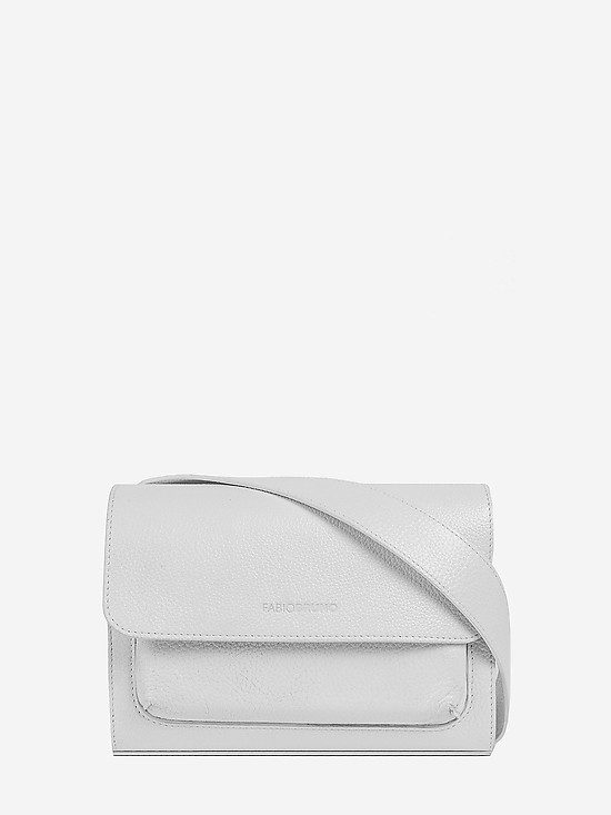 Белая кожаная сумочка-клатч с ключницей и широким ремешком в комплекте  Fabio Bruno