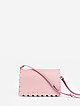 Пудрово-розовая прямоугольная кожаная сумочка кросс-боди с фигурным клапаном  Fabio Bruno