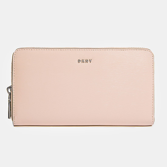 Нежно-розовый большой кошелек Bryant Zip Around из натуральной текстурной кожи  DKNY