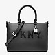Черная кожаная сумка-портфель Commuter с фирменным брелоком  DKNY