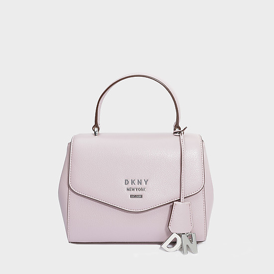 Лавандовая кожаная сумочка миниатюрного размера с фирменным брелоком  DKNY
