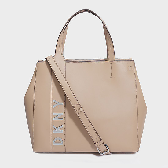 Бежевая кожаная сумка-тоут Bedford-Top среднего размера  DKNY