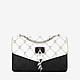 Черно-белая кожаная сумочка-кросс-боди на цепочке с логотипами бренда  DKNY