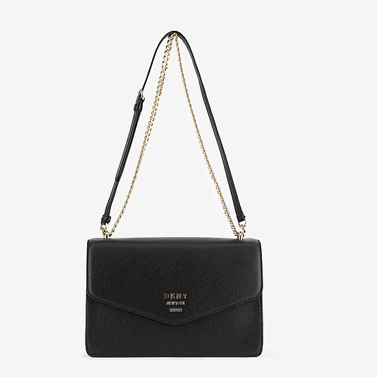 Минималистичная кожаная сумочка-кросс-боди Whitney на цепочке в черном цвете  DKNY