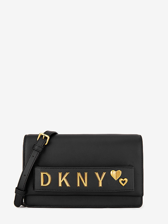 Черная кожаная сумочка-кросс-боди Smoke на цепочке  DKNY