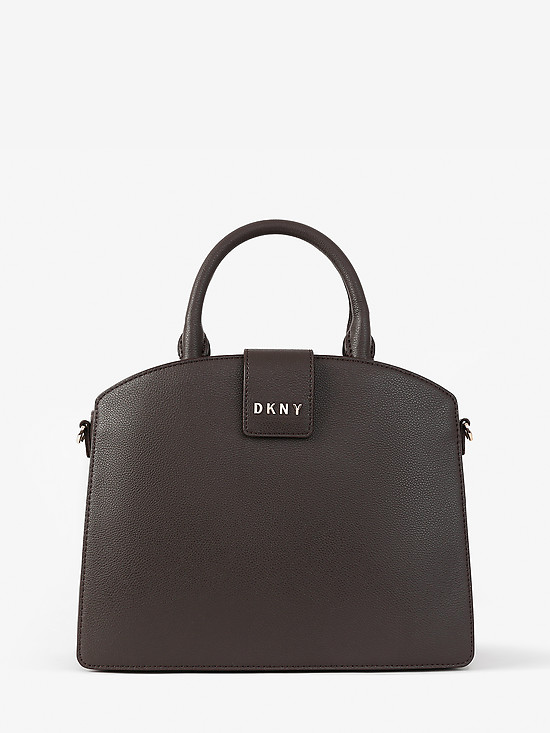 Темно-коричневая кожаная сумка-тоут Clara  DKNY