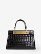 Черная сумка-тоут Cooper из кожи под крокодила в винтажном стиле  DKNY