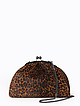 Коричневая меховая сумочка кросс-боди в виде ридикюля с леопардовым принтом  BE NICE