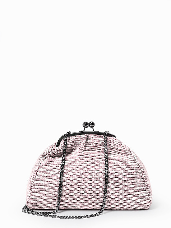 Пастельно-розовая сумочка кросс-боди в виде ридикюля из плетеной соломки рафии  BE NICE