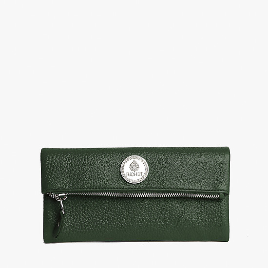 Зеленый кошелек-клатч из мягкой кожи  Richet