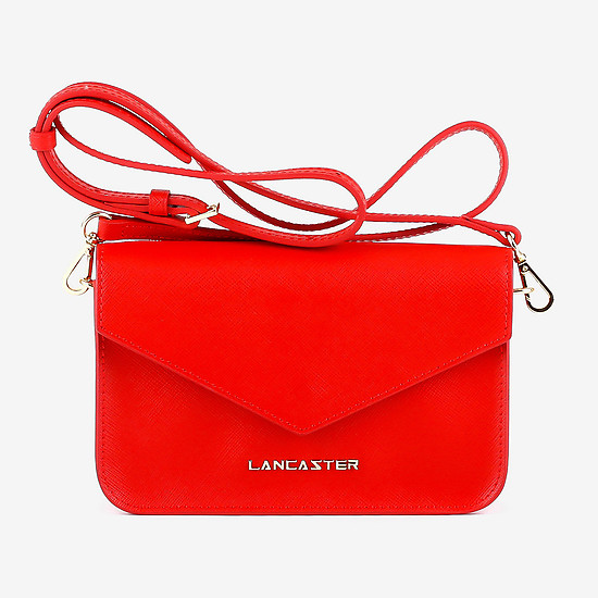 Красная маленькая сумка-почтальонка из сафьяновой кожи  Lancaster