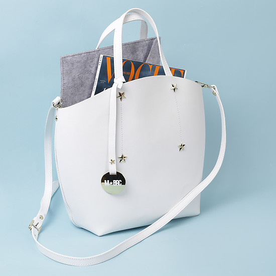 Белая сумка-шоппер со съемным отделением  M★BRC