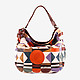 Разноцветная кожаная сумка среднего размера с ручной росписью  Baiadera