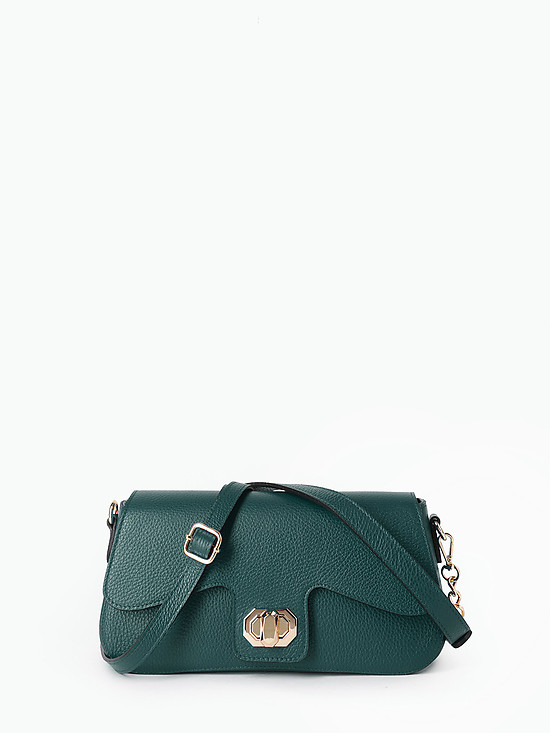 Зеленая сумочка-багет из плотной кожи  BE NICE