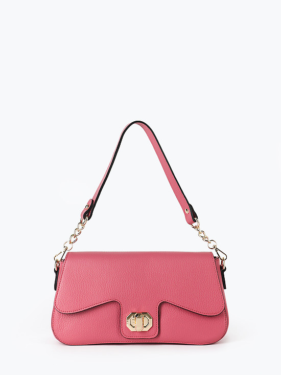 Розовая сумочка-багет из плотной кожи  BE NICE