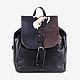 Черный кожаный рюкзак среднего размера с ручной росписью  Baiadera