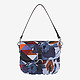 Синяя кожаная сумочка-кроссбоди небольшого размера с ручной росписью  Baiadera