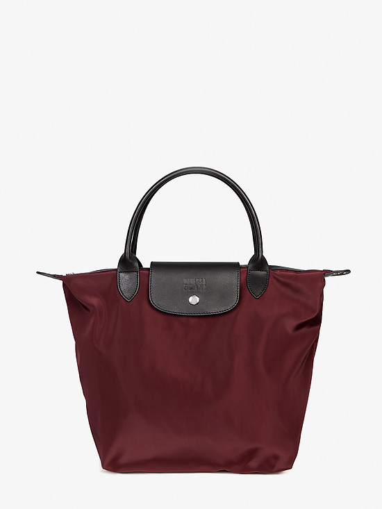 Бордовая объёмная сумка из нейлона с кожаными вставками  Vanessa Scani