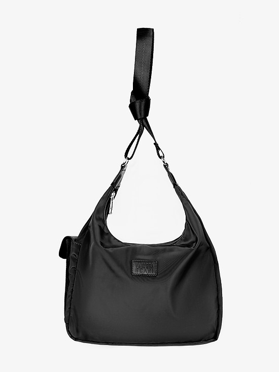 Легкая текстильная сумка-хобо черного цвета  Vanessa Scani