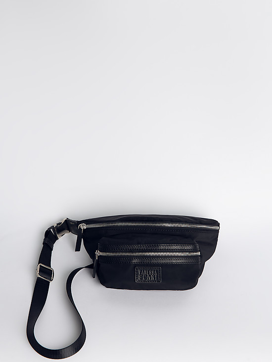Темно-синяя поясная сумка из нейлона с кожаными вставками  Vanessa Scani
