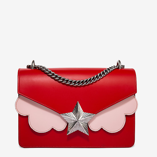 Красная кожаная сумочка кросс-боди небольшого размера с застежкой-звездой  Les jeunes etoiles