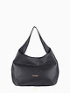 Мягкая кожаная сумка-хобо черного цвета с молнией-расширителем  Luana Ferracuti