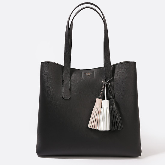 Черная сумка-шоппер с кисточками Trudy  Guess