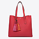 Сумка-шоппер Trudy среднего размера насыщенно-красного цвета из экокожи с разноцветными кисточками  Guess